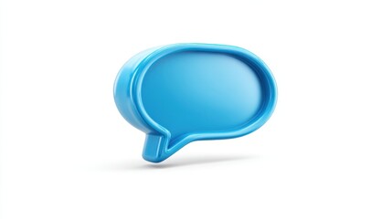 Blank speech icon dialog bubble isolated on white 3d background with empty blue message speak symbol or communication talk chatting balloon sign and social chat dialogue button.