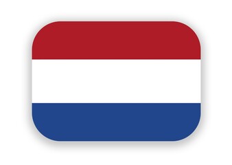 Netherlands Rounded rectangle flag icon with shadow on white background. Illustration