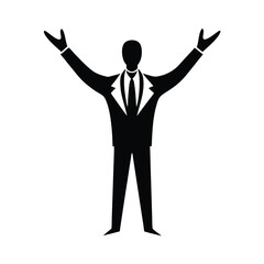 business man with arms raised