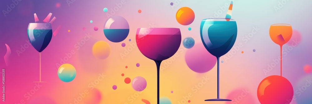 Poster modern party logo design with abstract icons and minimal typography for festive events and celebrati