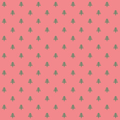 Beautiful Christmas trees vector seamless pattern. Colorful xmas card. Happy New Year or Happy New Year design for background, greeting card, wrapping paper, fabric, textile, wallpaper, stationery.