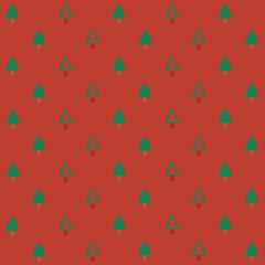 Naklejka premium Beautiful Christmas trees vector seamless pattern. Colorful xmas card. Happy New Year or Happy New Year design for background, greeting card, wrapping paper, fabric, textile, wallpaper, stationery.