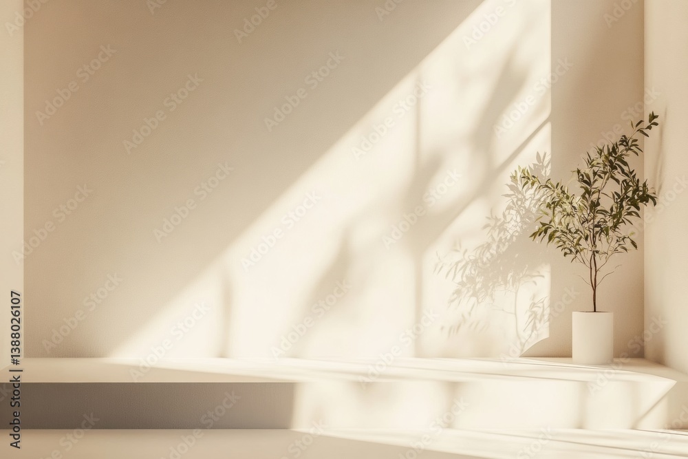 Poster Sophisticated abstract background with soft 3D shadows on a smooth white surface emphasizing elegant minimalism