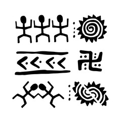 vector set of black and white icons hand draw illustration