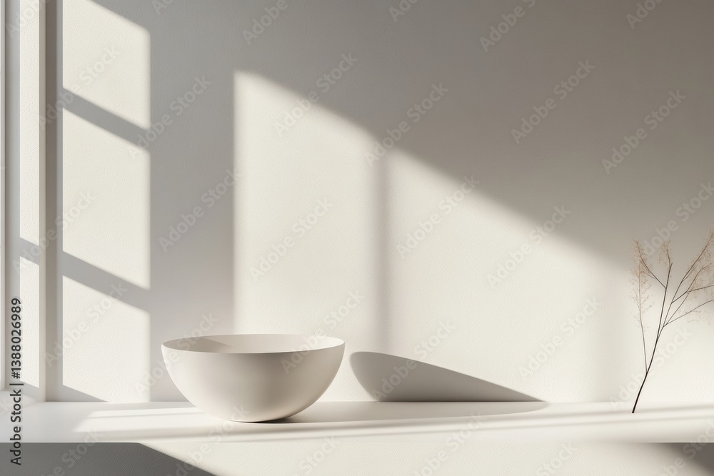 Leinwandbilder Sophisticated abstract style with soft 3D shadows on a smooth white surface showcasing elegant minimalism and tranquility