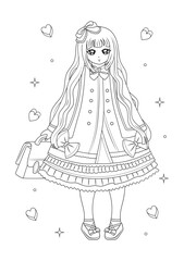 Drawn anime coloring pages illustration