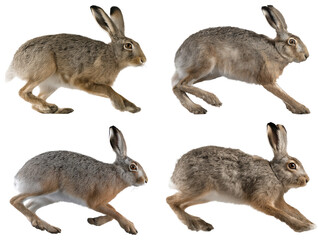Gray Hare Jumping Silhouette