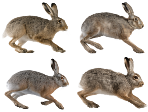 Gray Hare Jumping Silhouette