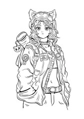 Drawn anime coloring pages illustration
