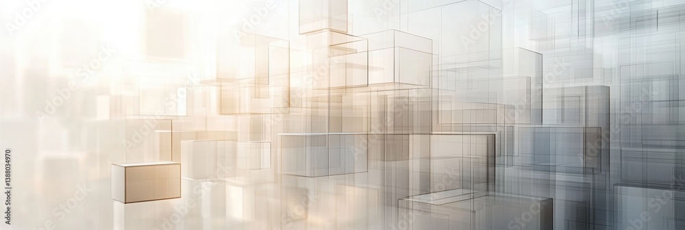 Poster Modern digital background featuring structured pixel-like forms in soft neutral shades for futuristic design use in various creative projects