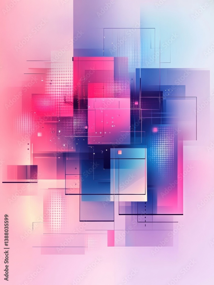 Poster Sleek digital abstract background with geometric elements representing work-from-home and futuristic tech vibes