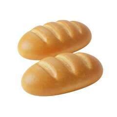 two loaves of bread:3D Rendering icon isolated on white background