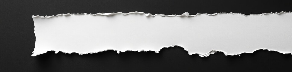 Torn white paper on black background.