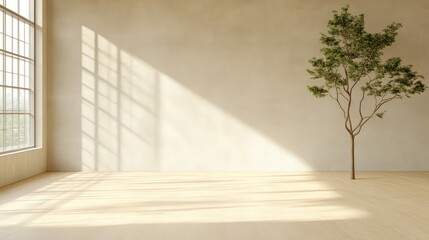 Empty room bathed in sunlight, minimalist aesthetic