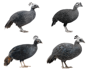 Crested Guinea Fowl in Black and White