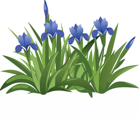Elegant 3D Vector Logo Featuring Blue Iris Bush Design