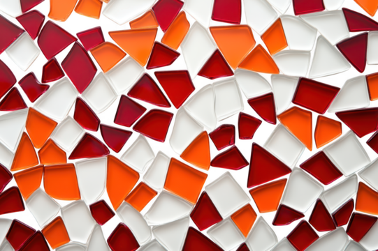 Multicolored glass shards form an abstract mosaic on a transparent background