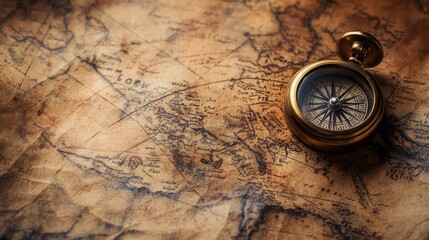 Exploring the Ancient Navigation Tools Displayed on a Vintage Map in Soft Lighting