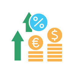 interest rate color flat icon for digital and print projects.