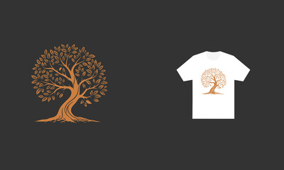 vector  silhouette Tree,  t shirt  Design,  