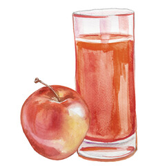 Apple juice or cocktail isolated on white. Restraunt menu or bar menu concept.