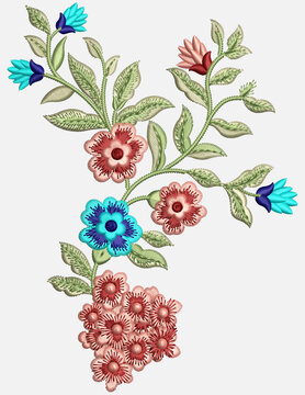 floral seamless pattern, embroidery flower, seamless background 