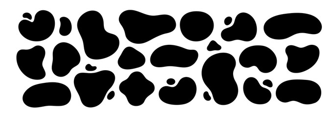 Abstract organic shapes set. Liquid organic blobs illustrations. Curve fluid shapes. Abstract liquid bubbles. Wavy different forms. Soft round pattern background. Round irregular forms.