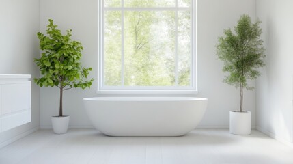 Fototapeta premium Modern, minimalist bathroom with plants