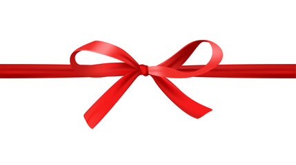 Elegant red ribbon tied in a bow, displayed horizontally across a clean white background. Concept of celebration, gift wrapping, or decoration. Vector illustration