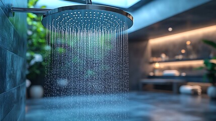 Sleek chrome showerhead with soft flow high resolution picture