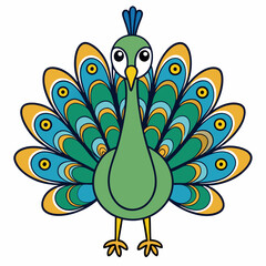 peacock with flowers