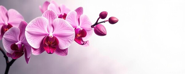 Obraz premium Elegant stylized orchid, monochrome vector art , retro, leaf, monochrome