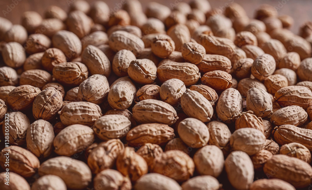 Aufkleber Pile of peanuts with some of them being cracked. The peanuts are spread out and some are in the middle of the pile