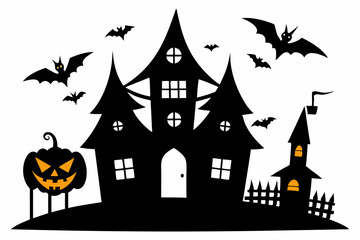 halloween home silhouette black vector