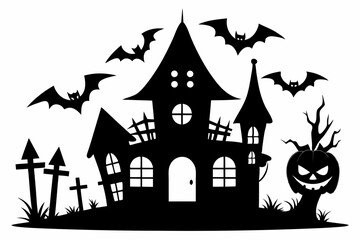 halloween home silhouette black vector
