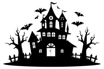halloween home silhouette black vector