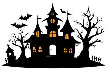 halloween home silhouette black vector