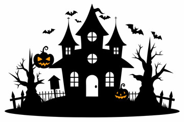 halloween home silhouette black vector