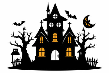 halloween home silhouette black vector