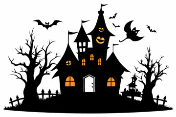 halloween home silhouette black vector