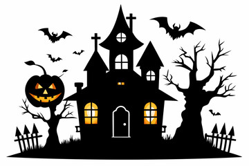 halloween home silhouette black vector