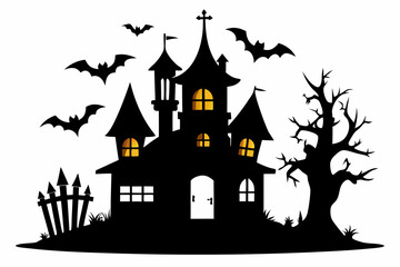 halloween home silhouette black vector