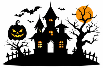 halloween home silhouette black vector