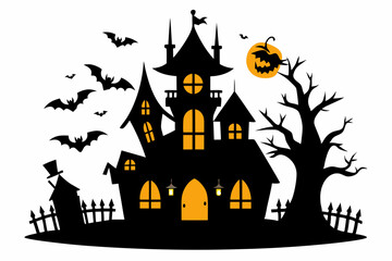 halloween home silhouette black vector