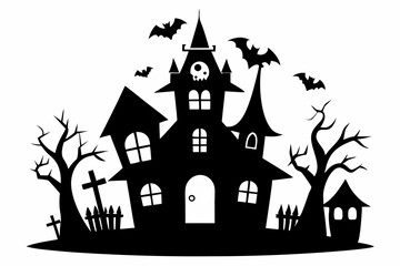 halloween home silhouette black vector