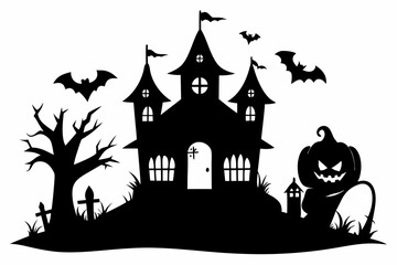 halloween home silhouette black vector