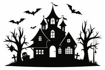 halloween home silhouette black vector
