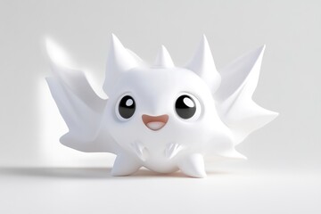 Fototapeta premium Cute, white, cartoon dragon. Playful, adorable creature