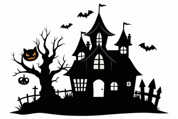 halloween home silhouette black vector