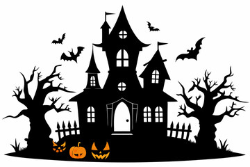 halloween home silhouette black vector